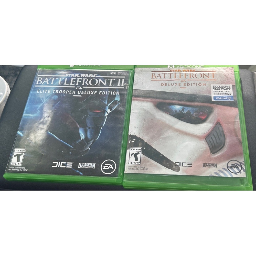 Star Wars Battlefront 1 & 2 Deluxe Xbox One Lot CIB w/ Walmart Trading Disc